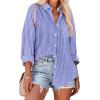 imageHOTOUCH Women Oversized Button Down Shirts Office Drop Shoulder Blouse Long Sleeve Boyfriend Dress Shirt with PocketsBlue and Purple