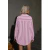 imageHOTOUCH Women Oversized Button Down Shirts Office Drop Shoulder Blouse Long Sleeve Boyfriend Dress Shirt with PocketsFuchsia Striped