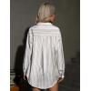 imageHOTOUCH Women Oversized Button Down Shirts Office Drop Shoulder Blouse Long Sleeve Boyfriend Dress Shirt with PocketsKhaki Striped