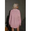 imageHOTOUCH Women Oversized Button Down Shirts Office Drop Shoulder Blouse Long Sleeve Boyfriend Dress Shirt with PocketsPink Broadstripe