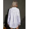 imageHOTOUCH Women Oversized Button Down Shirts Office Drop Shoulder Blouse Long Sleeve Boyfriend Dress Shirt with PocketsPurple Striped