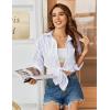 imageHOTOUCH Women Oversized Button Down Shirts Office Drop Shoulder Blouse Long Sleeve Boyfriend Dress Shirt with PocketsPurple Striped