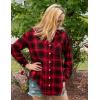 imageHOTOUCH Women Oversized Button Down Shirts Office Drop Shoulder Blouse Long Sleeve Boyfriend Dress Shirt with PocketsRed and Black Plaid
