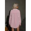 imageHOTOUCH Women Oversized Button Down Shirts Office Drop Shoulder Blouse Long Sleeve Boyfriend Dress Shirt with PocketsWatermelon Striped