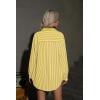 imageHOTOUCH Women Oversized Button Down Shirts Office Drop Shoulder Blouse Long Sleeve Boyfriend Dress Shirt with PocketsYellow Pinstripe