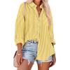 imageHOTOUCH Women Oversized Button Down Shirts Office Drop Shoulder Blouse Long Sleeve Boyfriend Dress Shirt with PocketsYellow Pinstripe