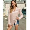 imageHOTOUCH Womens Satin Silk Shirts Button Down V Neck Dressy Casual Blouse Loose Long Sleeve Office Work Tunic TopsChampagne