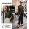 imageHOTOUCH Womens Satin Silk Shirts Button Down V Neck Dressy Casual Blouse Loose Long Sleeve Office Work Tunic TopsOlive Green