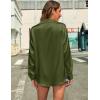 imageHOTOUCH Womens Satin Silk Shirts Button Down V Neck Dressy Casual Blouse Loose Long Sleeve Office Work Tunic TopsOlive Green