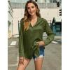 imageHOTOUCH Womens Satin Silk Shirts Button Down V Neck Dressy Casual Blouse Loose Long Sleeve Office Work Tunic TopsOlive Green