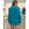 imageHOTOUCH Womens Satin Silk Shirts Button Down V Neck Dressy Casual Blouse Loose Long Sleeve Office Work Tunic TopsPeacock Blue