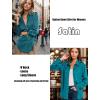 imageHOTOUCH Womens Satin Silk Shirts Button Down V Neck Dressy Casual Blouse Loose Long Sleeve Office Work Tunic TopsPeacock Blue