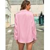 imageHOTOUCH Womens Satin Silk Shirts Button Down V Neck Dressy Casual Blouse Loose Long Sleeve Office Work Tunic TopsPink