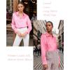 imageHOTOUCH Womens Satin Silk Shirts Button Down V Neck Dressy Casual Blouse Loose Long Sleeve Office Work Tunic TopsPink