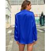 imageHOTOUCH Womens Satin Silk Shirts Button Down V Neck Dressy Casual Blouse Loose Long Sleeve Office Work Tunic TopsRoyal Blue