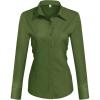 imageHOTOUCH Womens Cotton Basic Button Down Shirt Slim Fit Dress ShirtsArmy Green Slim Fit  a Size Up for Relaxed Fit
