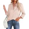imageHOTOUCH Womens Satin Silk Shirts Button Down V Neck Dressy Casual Blouse Loose Long Sleeve Office Work Tunic TopsChampagne