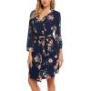imageHOTOUCH Womens Robe Lightweight Short Knit Bathrobe Soft Ladies Sleepwear with Pockets01 Navy Floral