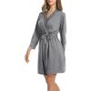 imageHOTOUCH Womens Robe Lightweight Short Knit Bathrobe Soft Ladies Sleepwear with Pockets02 Heather Grey