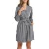 imageHOTOUCH Womens Robe Lightweight Short Knit Bathrobe Soft Ladies Sleepwear with Pockets02 Heather Grey