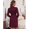 imageHOTOUCH Womens Robe Lightweight Short Knit Bathrobe Soft Ladies Sleepwear with Pockets03 Burgundy