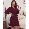 imageHOTOUCH Womens Robe Lightweight Short Knit Bathrobe Soft Ladies Sleepwear with Pockets03 Burgundy