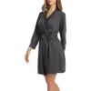 imageHOTOUCH Womens Robe Lightweight Short Knit Bathrobe Soft Ladies Sleepwear with Pockets04grey