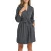 imageHOTOUCH Womens Robe Lightweight Short Knit Bathrobe Soft Ladies Sleepwear with Pockets04grey