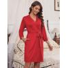 imageHOTOUCH Womens Robe Lightweight Short Knit Bathrobe Soft Ladies Sleepwear with Pockets04red