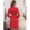 imageHOTOUCH Womens Robe Lightweight Short Knit Bathrobe Soft Ladies Sleepwear with Pockets04red