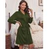 imageHOTOUCH Womens Robe Lightweight Short Knit Bathrobe Soft Ladies Sleepwear with PocketsArmy Green