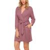 imageHOTOUCH Womens Robe Lightweight Short Knit Bathrobe Soft Ladies Sleepwear with PocketsGray Purple