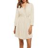 imageHOTOUCH Womens Robe Lightweight Short Knit Bathrobe Soft Ladies Sleepwear with PocketsLight Beige