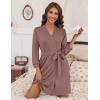 imageHOTOUCH Womens Robe Lightweight Short Knit Bathrobe Soft Ladies Sleepwear with PocketsLight Brown