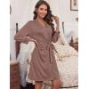 imageHOTOUCH Womens Robe Lightweight Short Knit Bathrobe Soft Ladies Sleepwear with PocketsLight Brown