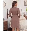 imageHOTOUCH Womens Robe Lightweight Short Knit Bathrobe Soft Ladies Sleepwear with PocketsLight Brown