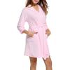 imageHOTOUCH Womens Robe Lightweight Short Knit Bathrobe Soft Ladies Sleepwear with PocketsMisty Rose