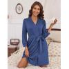 imageHOTOUCH Womens Robe Lightweight Short Knit Bathrobe Soft Ladies Sleepwear with PocketsNavy Blue