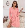 imageHOTOUCH Womens Robe Lightweight Short Knit Bathrobe Soft Ladies Sleepwear with PocketsOrange Pink
