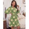 imageHOTOUCH Womens Robe Lightweight Short Knit Bathrobe Soft Ladies Sleepwear with PocketsP Floral Green
