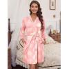 imageHOTOUCH Womens Robe Lightweight Short Knit Bathrobe Soft Ladies Sleepwear with PocketsP Floral Pink