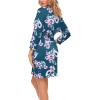 imageHOTOUCH Womens Robe Lightweight Short Knit Bathrobe Soft Ladies Sleepwear with PocketsPblue Green Floral