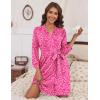 imageHOTOUCH Womens Robe Lightweight Short Knit Bathrobe Soft Ladies Sleepwear with PocketsPink Leopard
