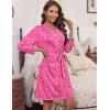 imageHOTOUCH Womens Robe Lightweight Short Knit Bathrobe Soft Ladies Sleepwear with PocketsPink Leopard