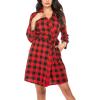 imageHOTOUCH Womens Robe Lightweight Short Knit Bathrobe Soft Ladies Sleepwear with PocketsPred Plaid