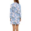 imageHOTOUCH Womens Robe Lightweight Short Knit Bathrobe Soft Ladies Sleepwear with PocketsPrint Light Blue Flower