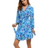 imageHOTOUCH Womens Robe Lightweight Short Knit Bathrobe Soft Ladies Sleepwear with PocketsP Floral Blue