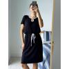 imageHOTOUCH Dresses for Women 2025 Summer Casual Beach Sundress Short Sleeve Shift Dress O Neck TShirt Dress with PocketsBlack