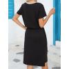 imageHOTOUCH Dresses for Women 2025 Summer Casual Beach Sundress Short Sleeve Shift Dress O Neck TShirt Dress with PocketsBlack