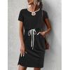 imageHOTOUCH Dresses for Women 2025 Summer Casual Beach Sundress Short Sleeve Shift Dress O Neck TShirt Dress with PocketsBlack